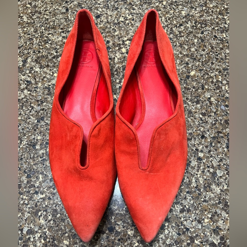 Tory Burch Lucia Comfort Insole Slip On Flats size 9.5.. red in color